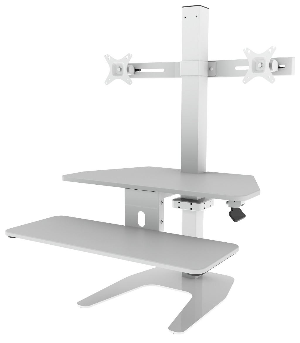 Dual Screen sit/stand tabletop workstation